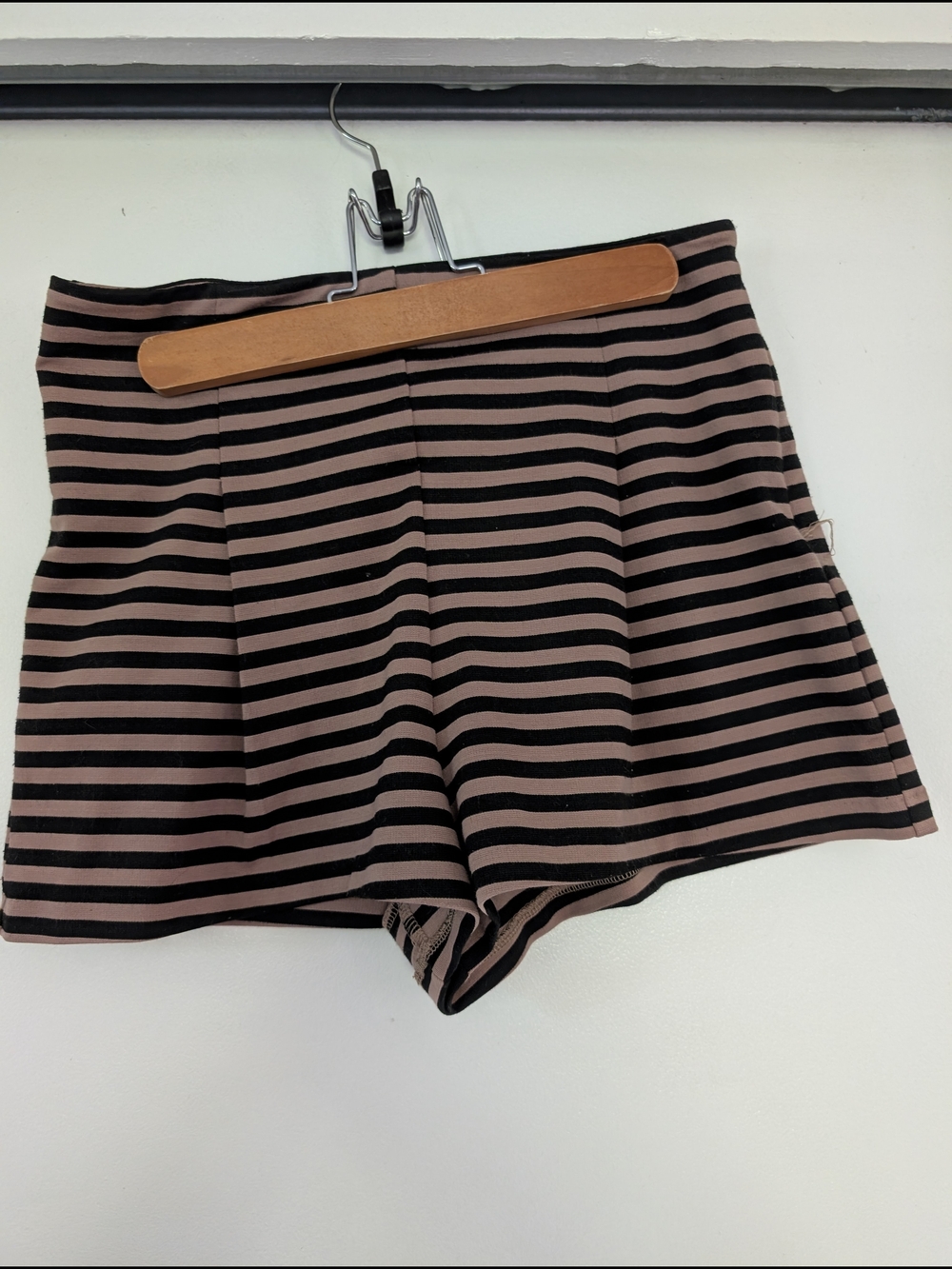 Free People High Waist Striped Shorts in Black and Tan